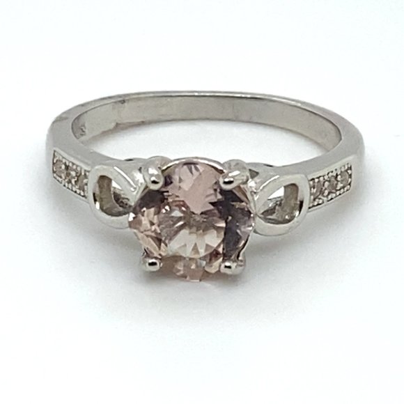 Morganite 1.02ct Platinum Finish Solid 925 Sterling Silver Infinity Ring - Picture 4 of 7
